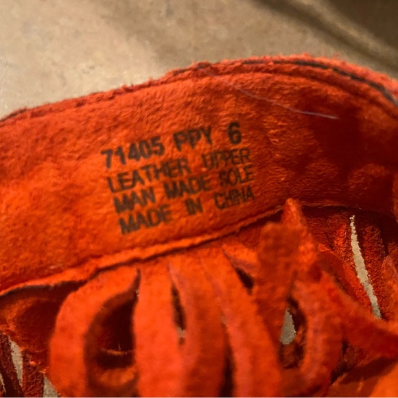 Minnetonka Orange Fringe Sandals - Picture 2 of 7